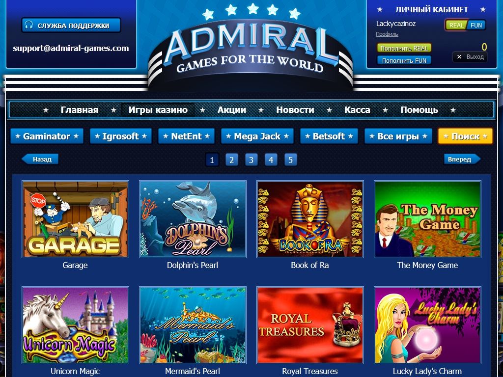 admiral casino games
