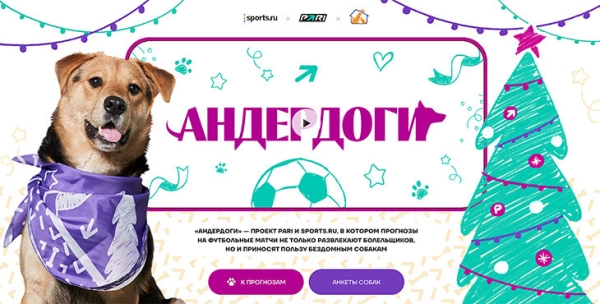«Андердоги» – проект, в котором прогнозы на футбольные матчи помогают бездомным собакам